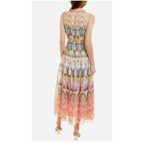 Danny & Nicole Womens maxi dress size 22w pattern chiffon Sleeveless lined plus - Picture 9 of 9